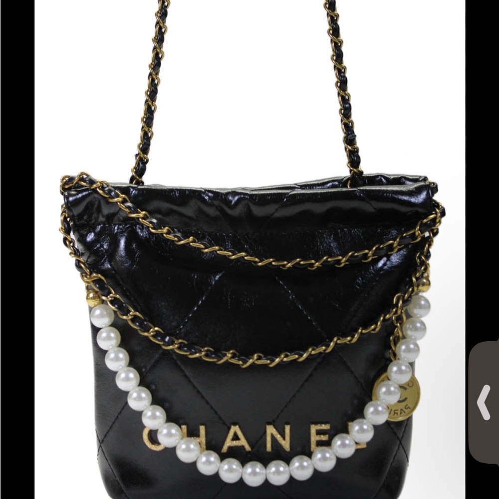 Chanel Black Crossbody Bag with Pearl and Chain Accent comes with pouch -GWP - Picture 3 of 6
